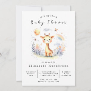 Invitation Baby shower de girafe personnalisé élégant