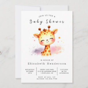 Invitation Baby shower de girafe personnalisé enchanté
