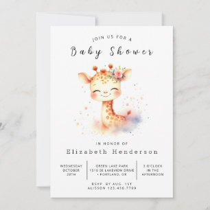 Invitation Baby shower de girafe personnalisé moderne