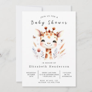Invitation Baby shower de girafe personnalisé rustique
