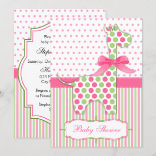Invitation Baby shower de girafe rose et verte