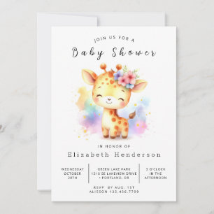Invitation Baby shower de girafe rustique à impression