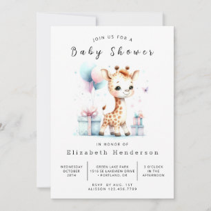 Invitation Baby shower de Giraffe editable de Bohême