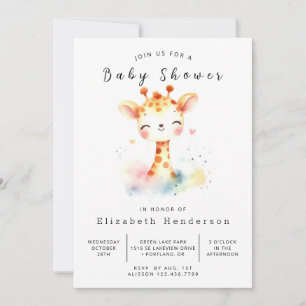 Invitation Baby shower de Giraffe personnalisée neutre pour l