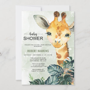 Invitation Baby shower de Giraffe verdoyante