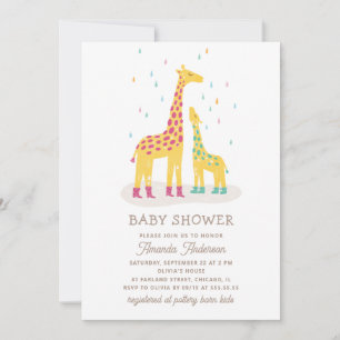 Invitation Baby shower de Giraffe Whimsical   Pludrops coloré