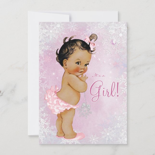 Invitation Baby shower de Girls Winter Wonderland (Devant)
