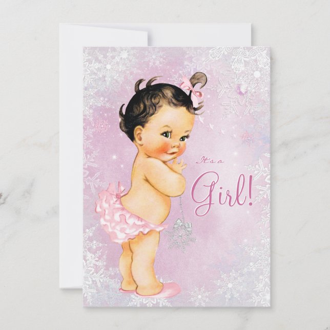Invitation Baby shower de Girls Winter Wonderland (Devant)