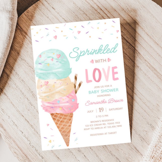 Invitation Baby shower de glace (Ice Cream Sprinkled with Love Baby Shower Invitation)