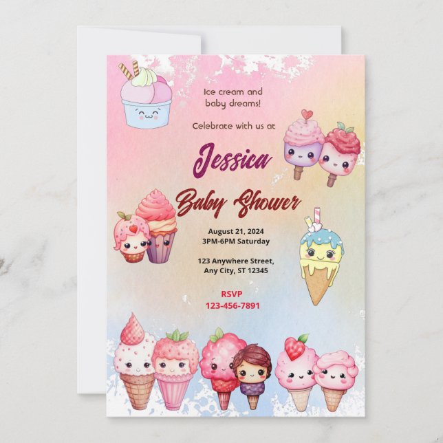 Invitation Baby shower de glace (Devant)