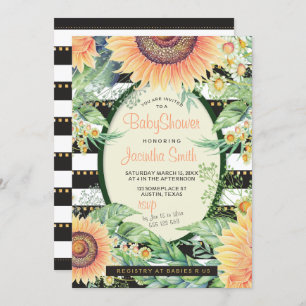 Invitation Baby shower de glaces Tournesol   Rustique moderne