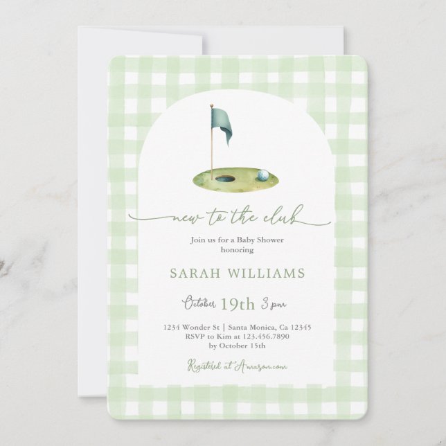 Invitation Baby shower de golf (Devant)