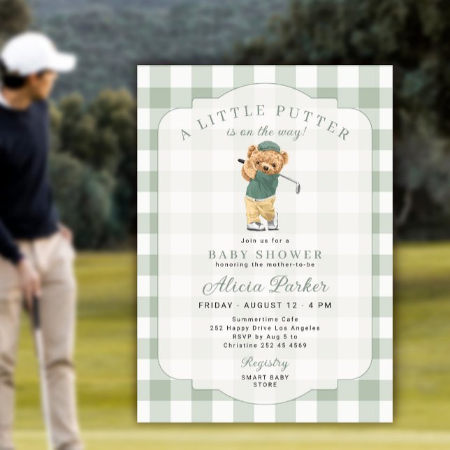 Invitation Baby shower de golf avec un petit green (Créateur téléchargé)