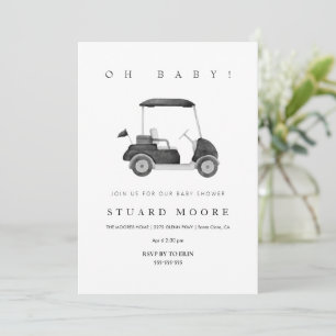 Invitation Baby shower de golf miniature moderne Oh baby Blac