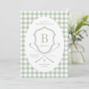 Invitation baby shower de golf Sage green