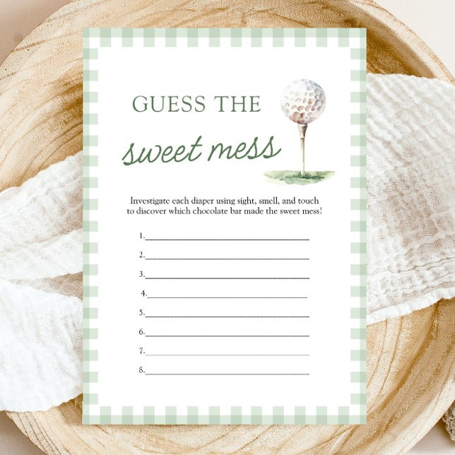 Invitation Baby Shower de Golf Vert Sauge Devinez le doux dés (Sage Green Golf Baby Shower Guess The Sweet Mess)