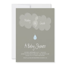 Invitation Baby shower de gouttelettes Gris/Bleu