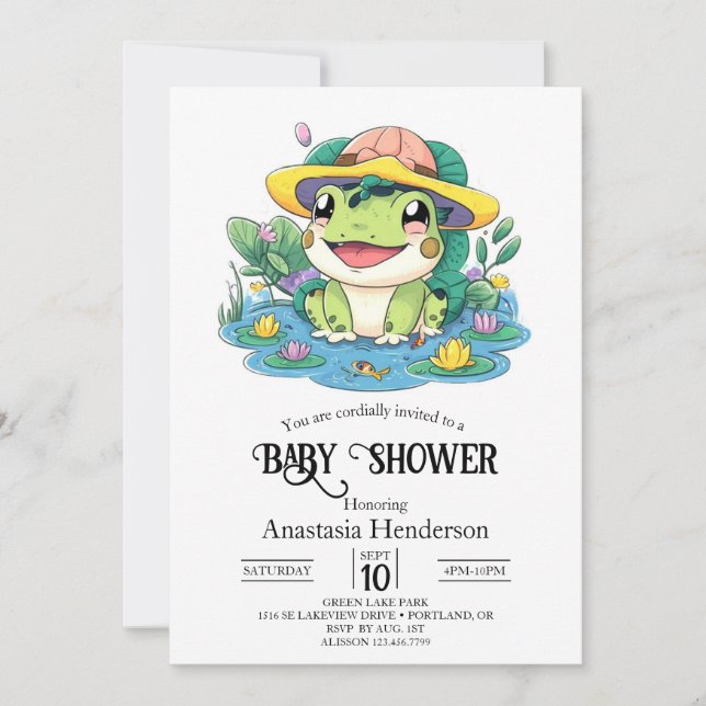 Invitation Baby shower de grenouille à pâte magique (Devant)