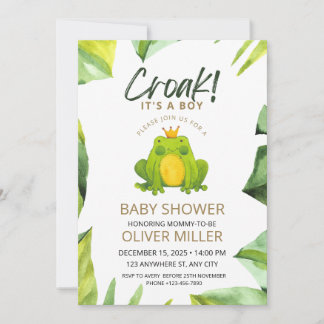 Invitation Baby shower de grenouille aquarelle
