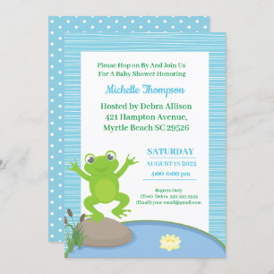 Invitation Baby shower de grenouille bleu et vert mignon Invi