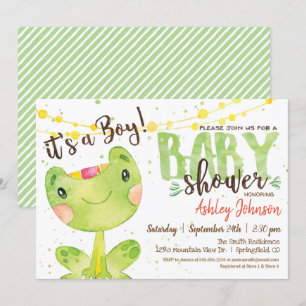 Invitation Baby shower de grenouille, Garçon