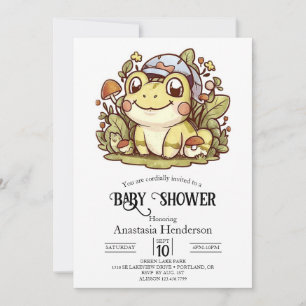 Invitation Baby shower de grenouille lunaire coloré