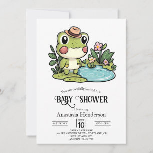 Invitation Baby shower de grenouille mignonne enchanté