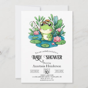 Invitation Baby shower de grenouille Pastel de charme