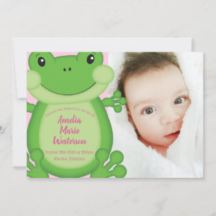 Invitation Baby shower de grenouille rose