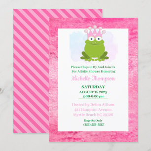 Invitation Baby shower de grenouille rose et verte mignonne I