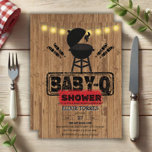 Invitation Baby shower de grillades rustique barbecue-bébé