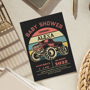 Invitation Baby shower de gros camion rétro