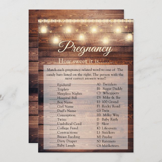 Invitation Baby shower de grossesse  de bébé en bois (Devant / Derrière)