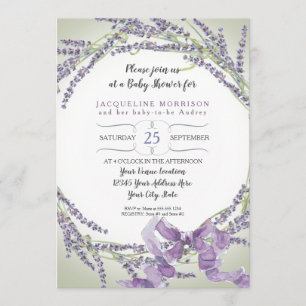 Invitation baby shower de guirlande de fleur de la lavande