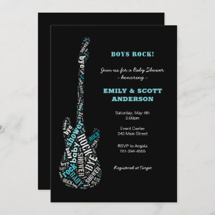 Invitation Baby shower de guitare Rock-a-bye