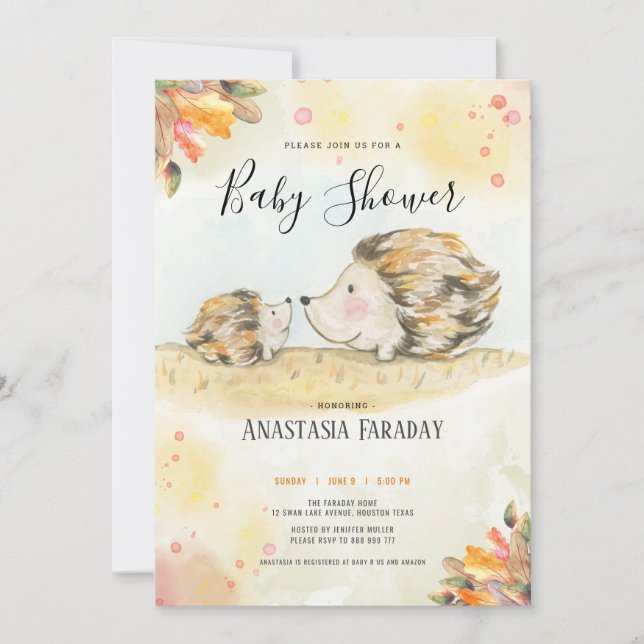 Invitation Baby shower de haies boisées d'automne (Devant)