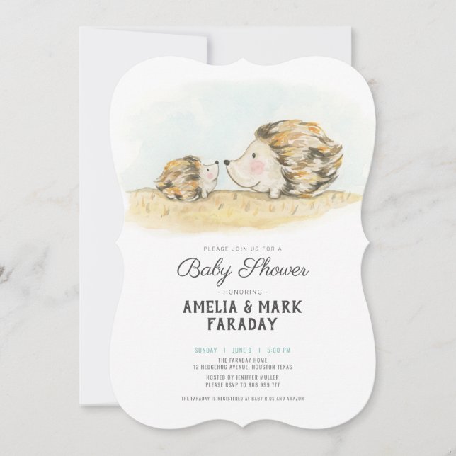 Invitation baby shower de haies de bois aquarelle (Devant)