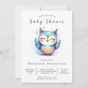 Invitation Baby shower de hibou en ligne élégant