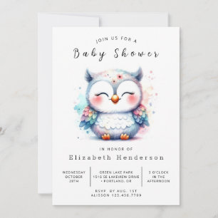 Invitation Baby shower de hibou en ligne enchanté
