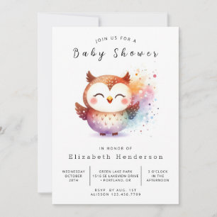 Invitation Baby shower de hibou en ligne Pastel
