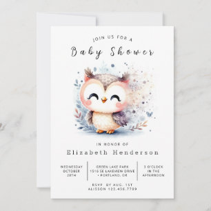 Invitation Baby shower de hibou personnalisé enchâssé