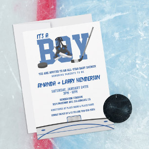 Invitation Baby shower de hockey sur glace