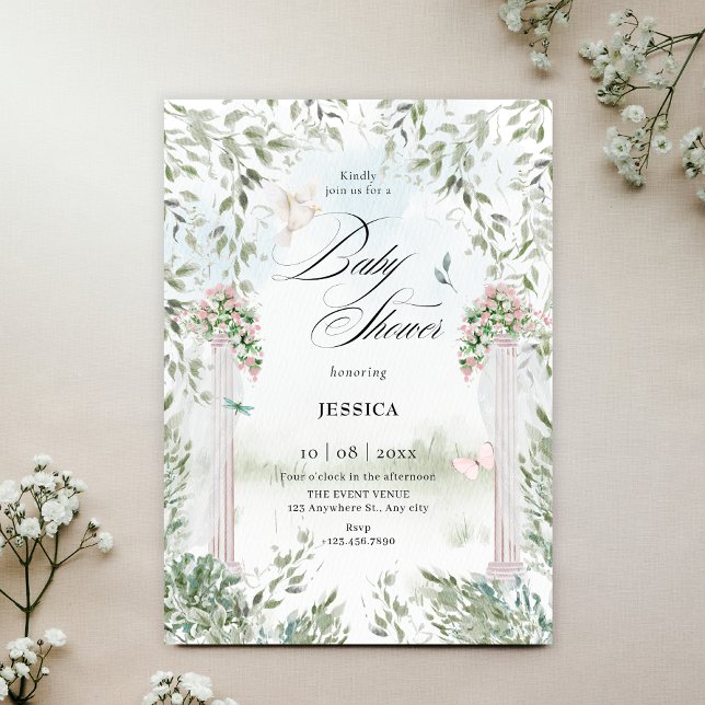 Invitation Baby shower de jardin aquarelle (Créateur téléchargé)