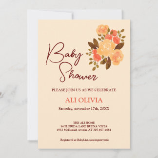 Invitation Baby shower de jardin aux fleurs d'aquarelle