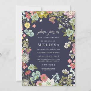 Invitation Baby shower de jardin fleuri de la camp