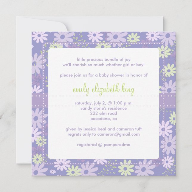 Invitation baby shower de jardin Lilac (Devant)