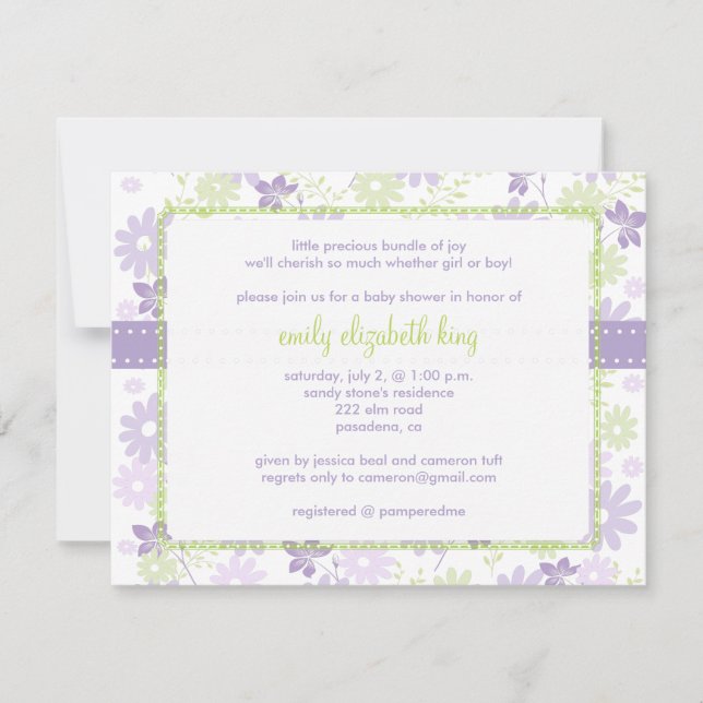 Invitation baby shower de jardin Lilac (Devant)