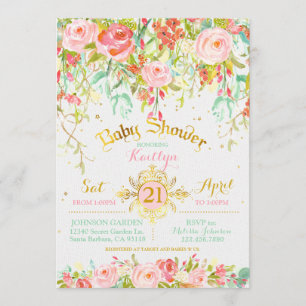 Invitation Baby shower de jardin secret enchanté
