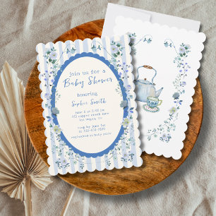 Invitation Baby shower de jardin Vintage Pastel Blue