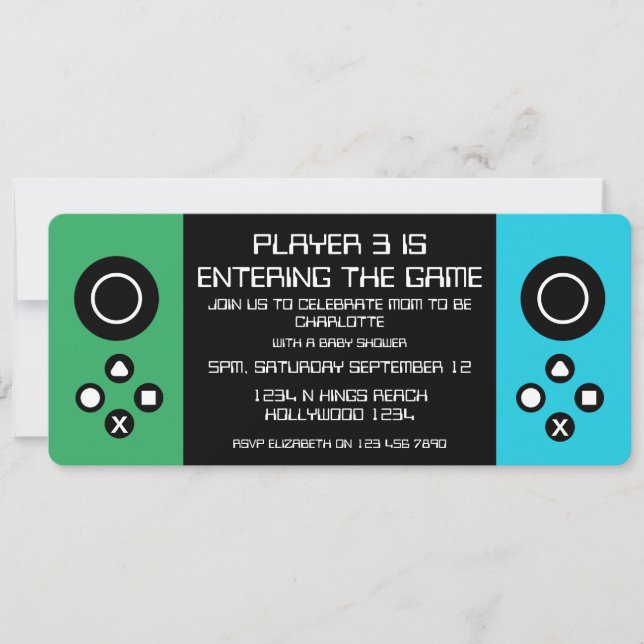 Invitation Baby shower de jeu de l'ordinateur de nouveauté am (Devant)